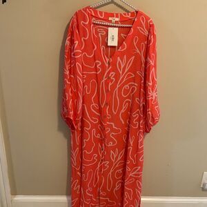 Easel Pink and White Button-Up Dress maxi nwt size 2x